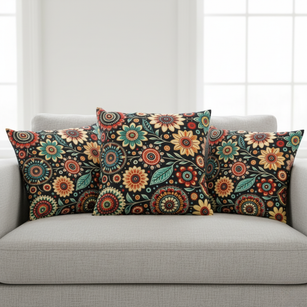 Folk Bloom Floral Cushion Covers