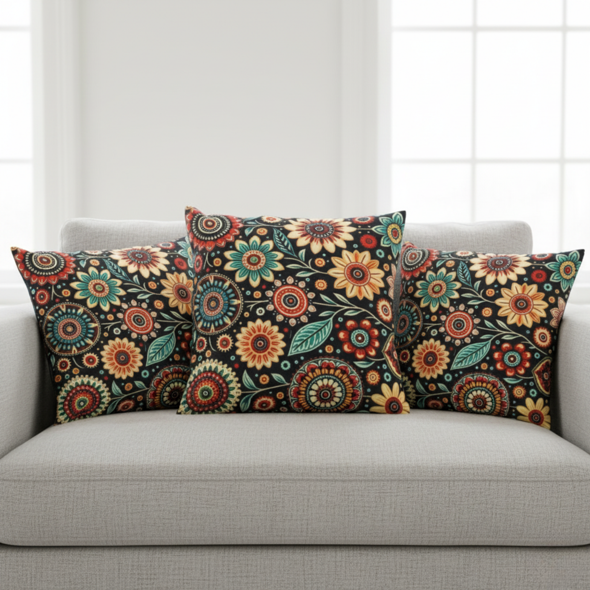 Folk Bloom Floral Cushion Covers