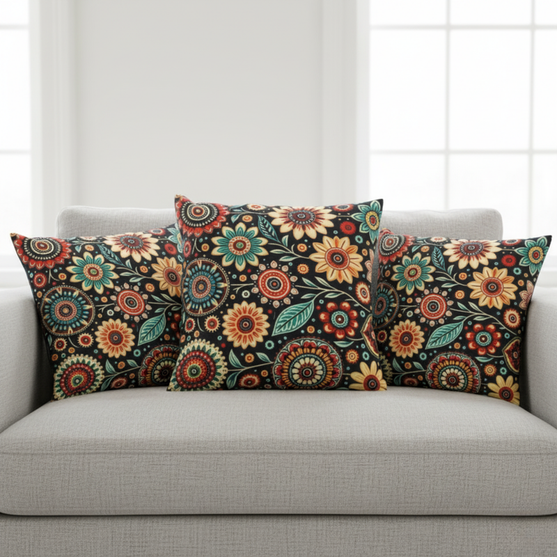 Folk Bloom Floral Cushion Covers