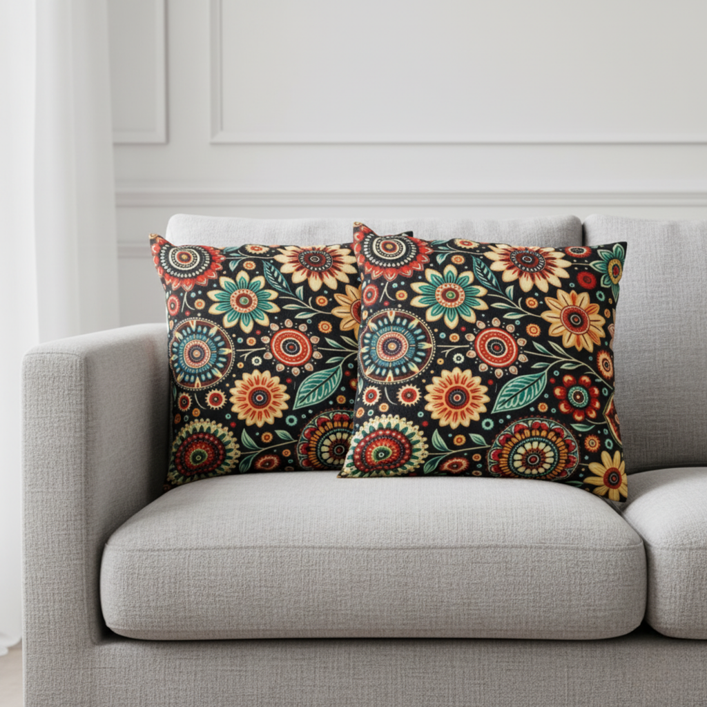Folk Bloom Floral Cushion Covers