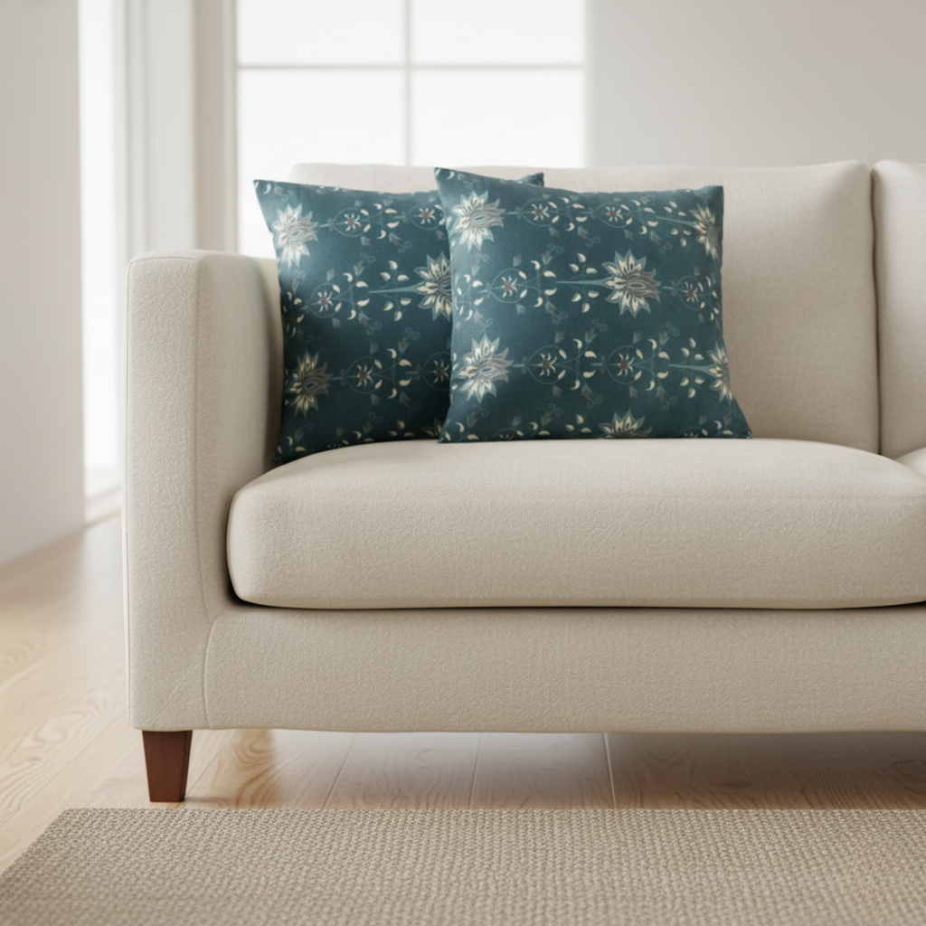 Midnight Lotus Vine Cushion Covers