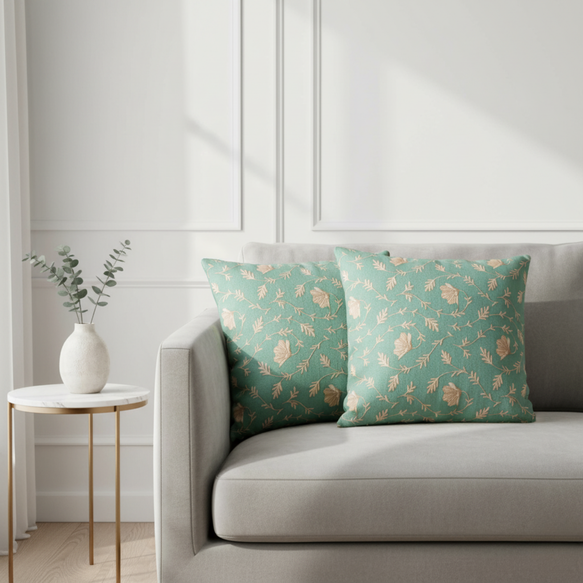 Sage Vine Floral Cushion Covers