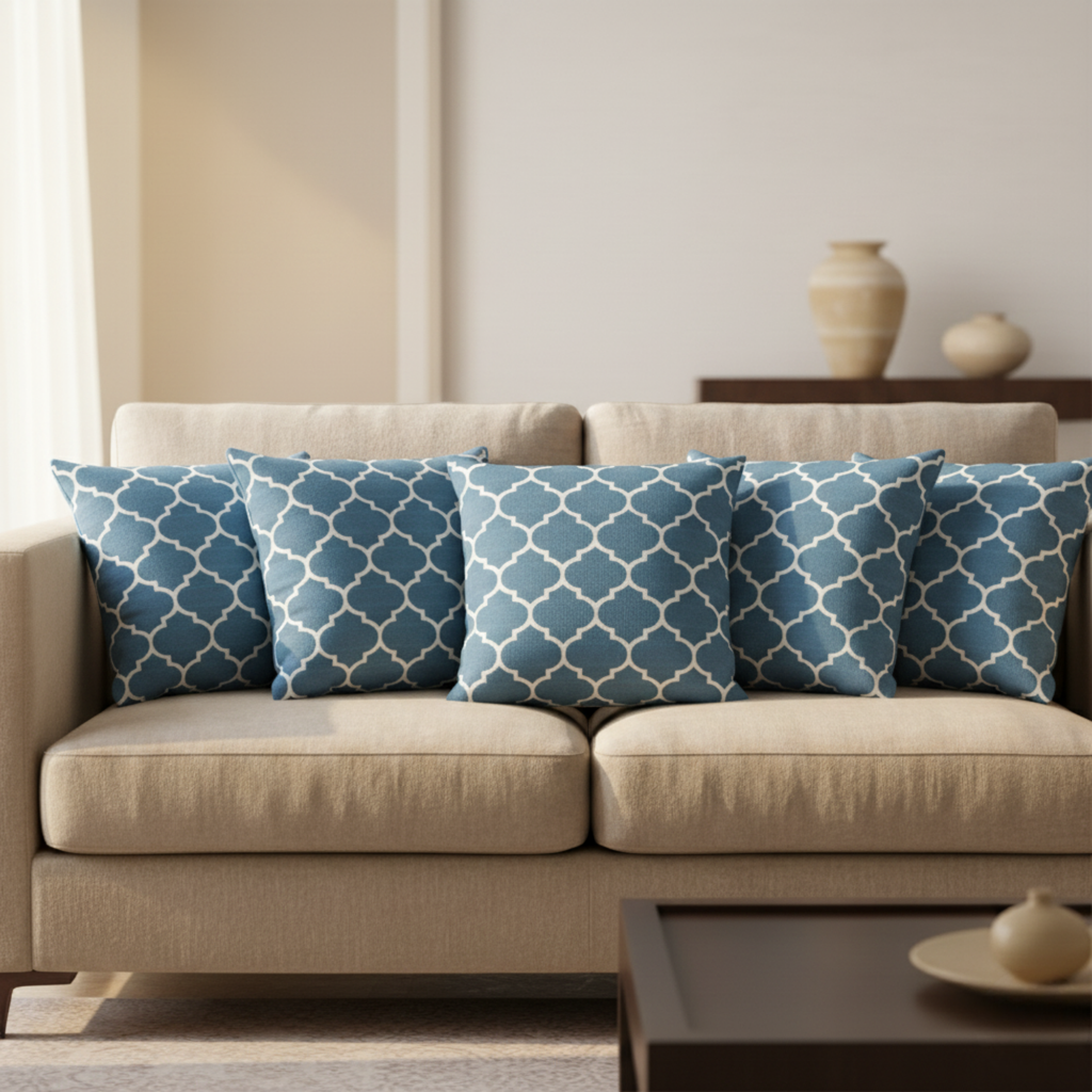 Blue Moroccan Trellis Cushion Covers