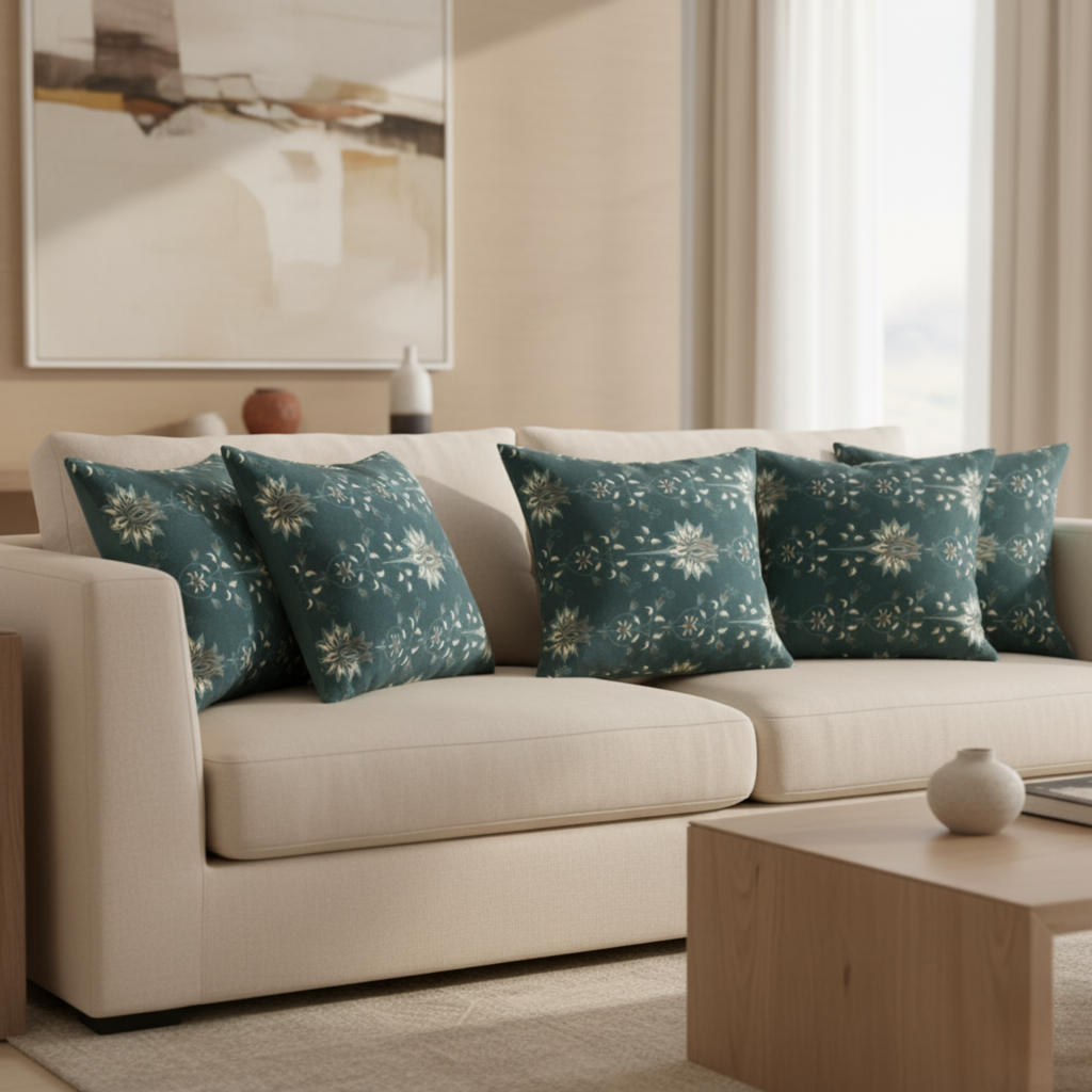 Midnight Lotus Vine Cushion Covers