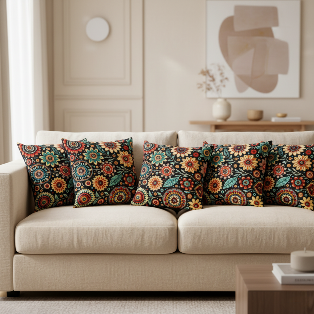 Folk Bloom Floral Cushion Covers