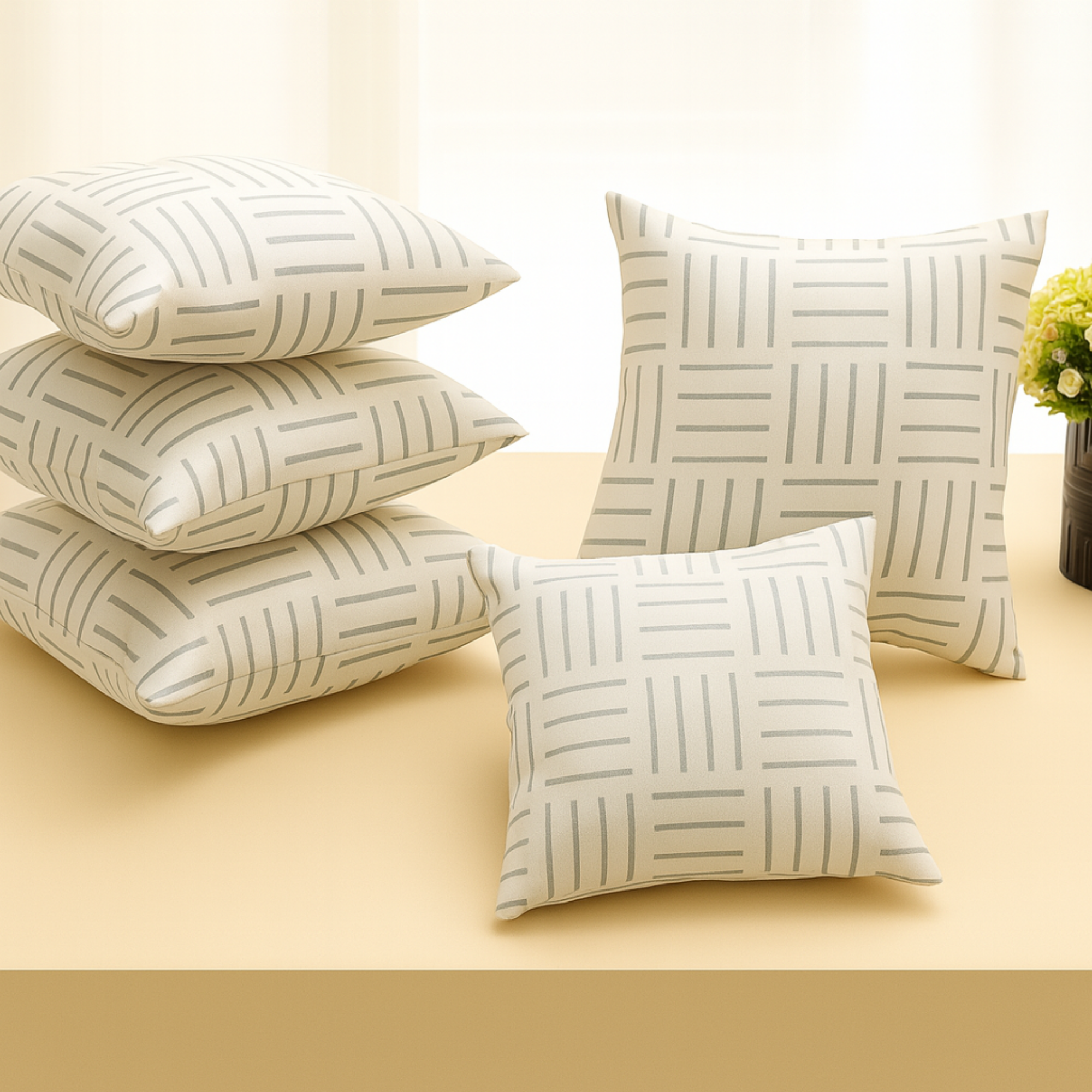 Minimal Grid-Line Cushion Covers