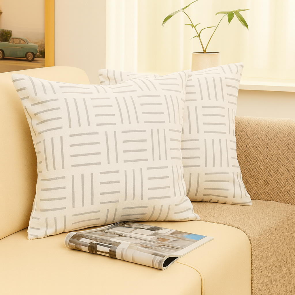 Minimal Grid-Line Cushion Covers