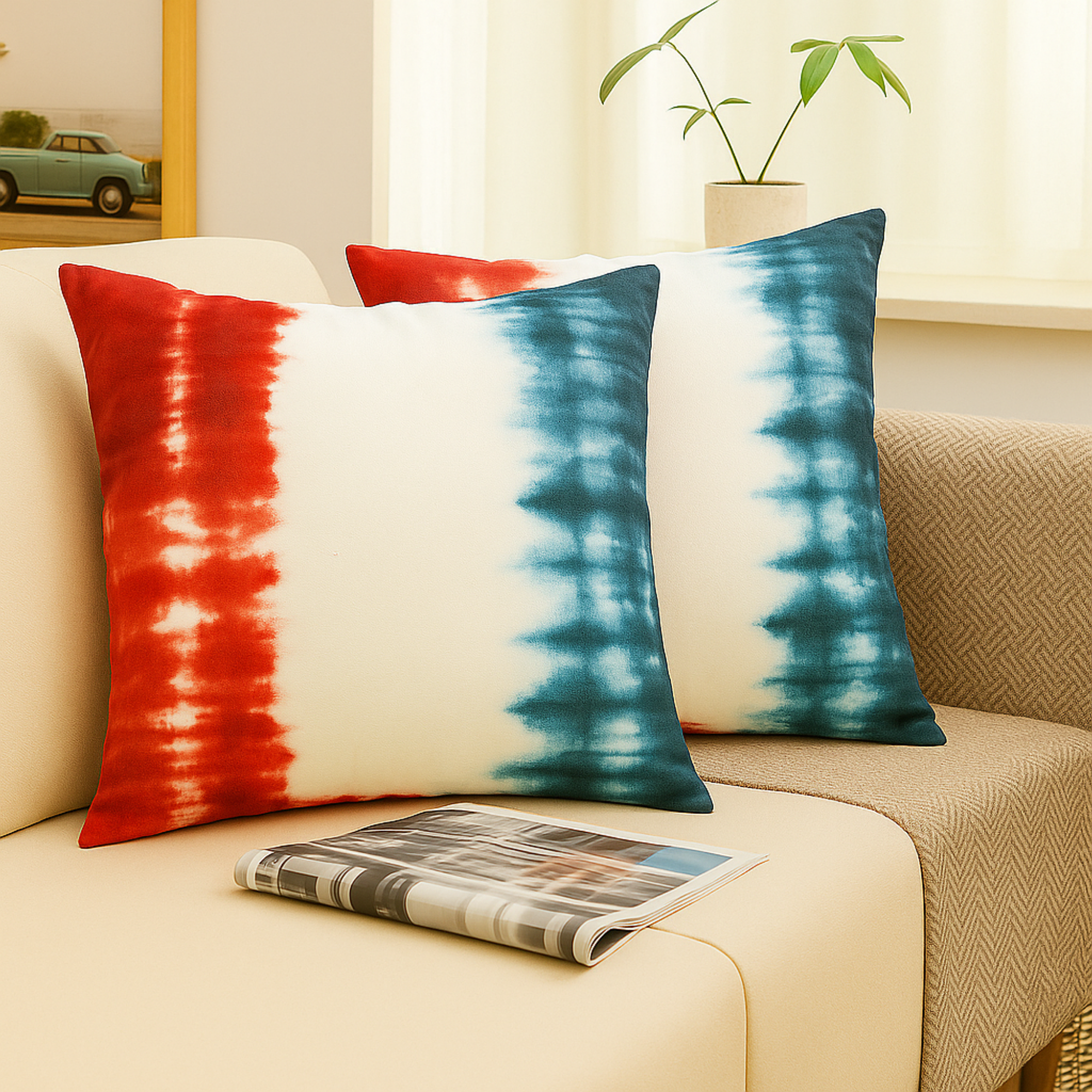 Indigo Sunset Tie-Dye Cushion Covers