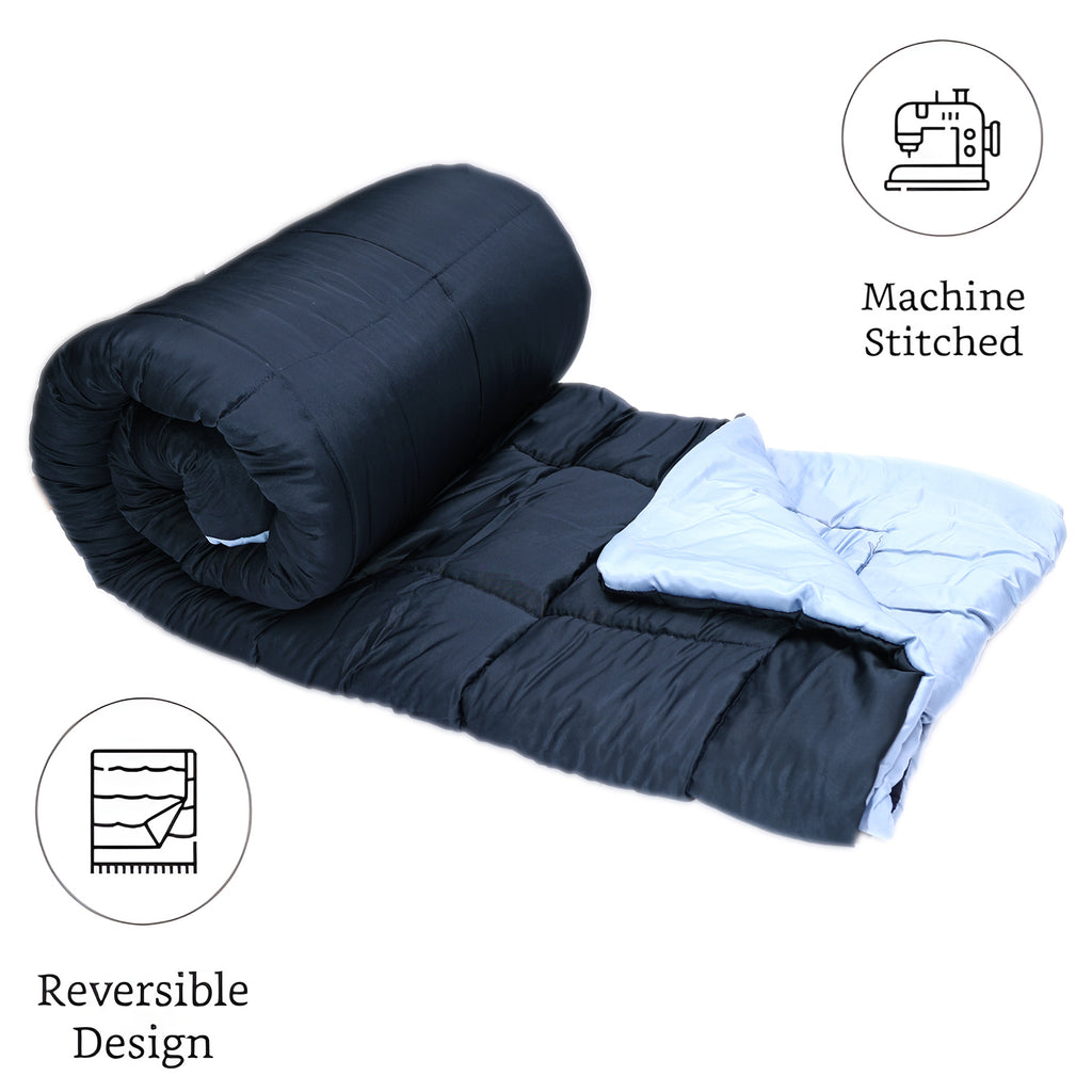 Cozy Dark Blue Comforter – Ultra Soft Microfiber Quilt (Queen Size)