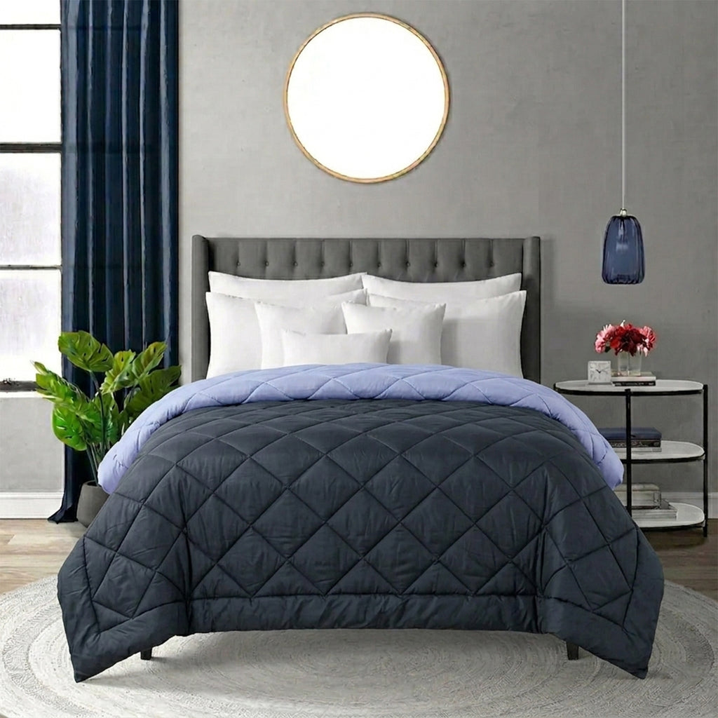 Cozy Dark Blue Comforter – Ultra Soft Microfiber Quilt (Queen Size)