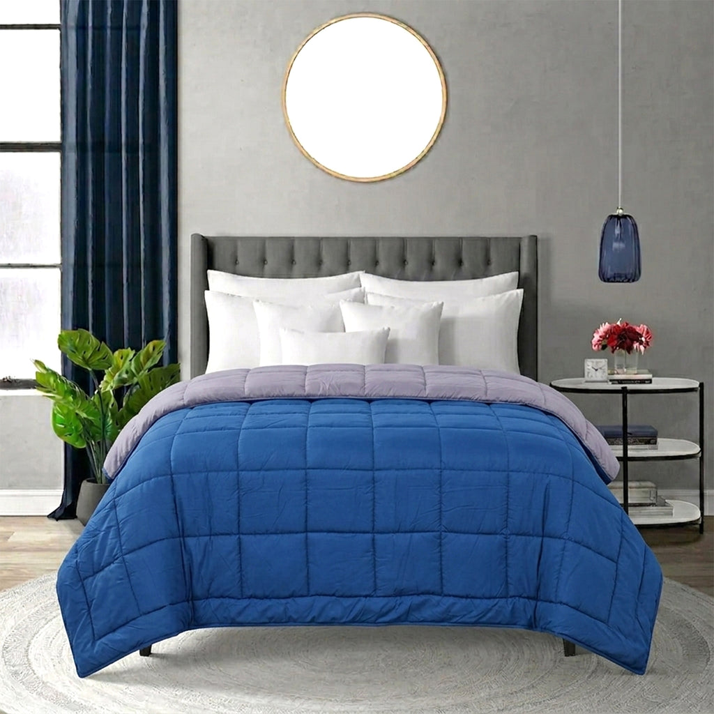 Cozy Light Blue Comforter – Ultra Soft Microfiber Quilt (Queen Size)