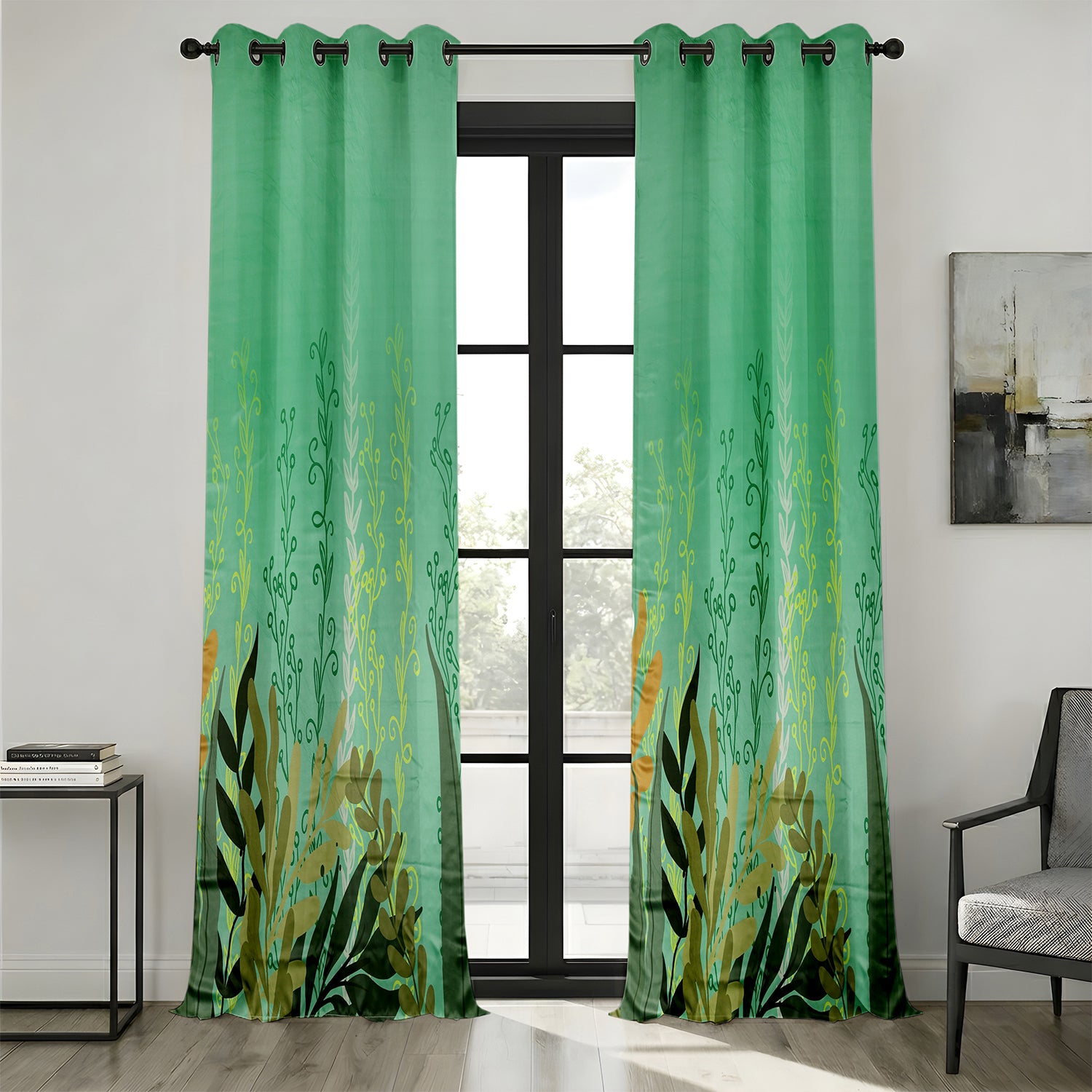 Emerald Bloom Botanical Curtain Set