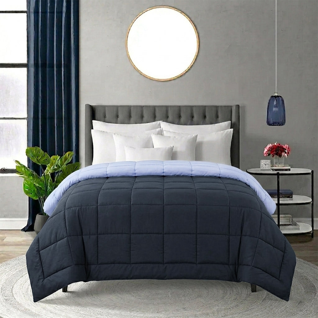 Cozy Dark Blue Comforter – Ultra Soft Microfiber Quilt (Queen Size)