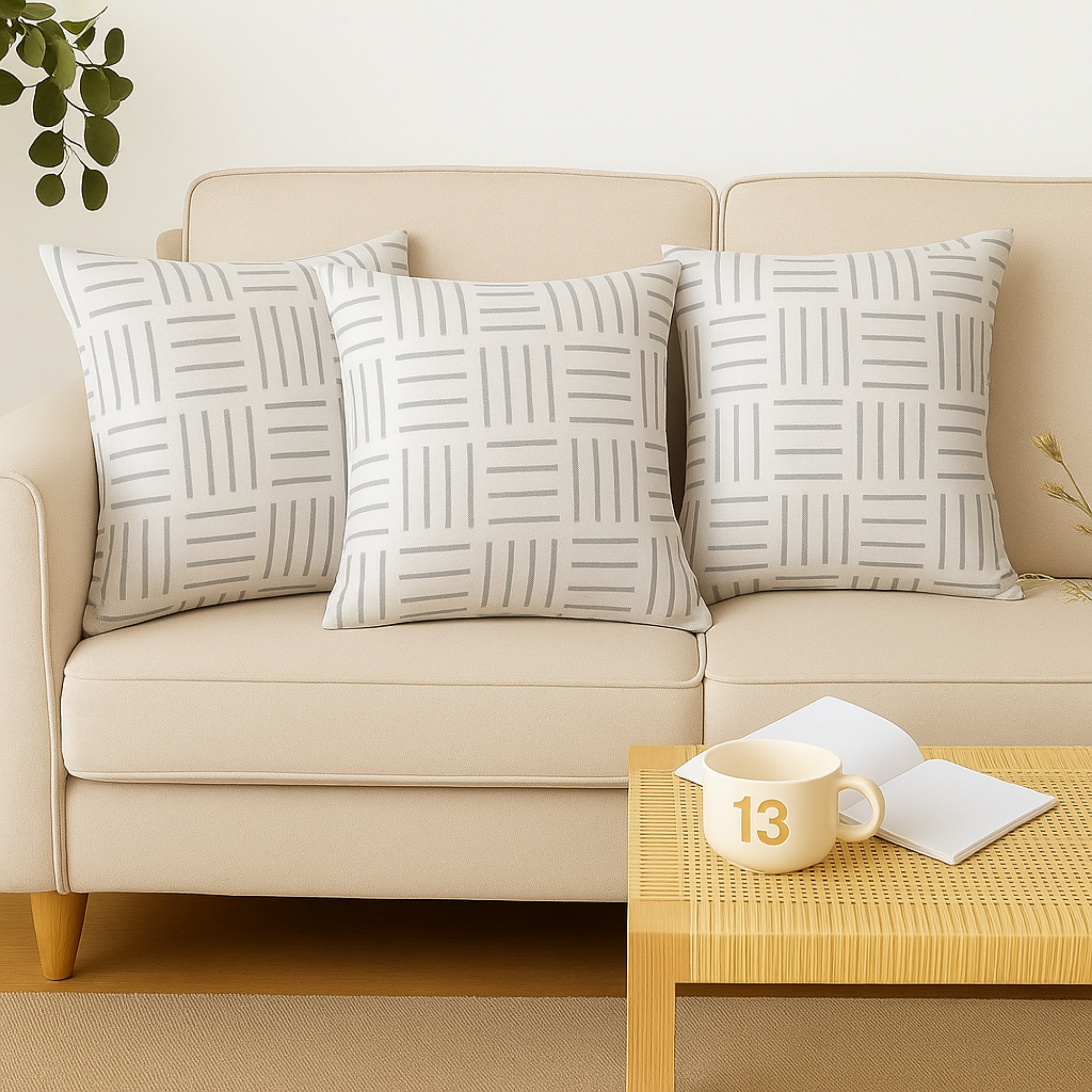 Minimal Grid-Line Cushion Covers