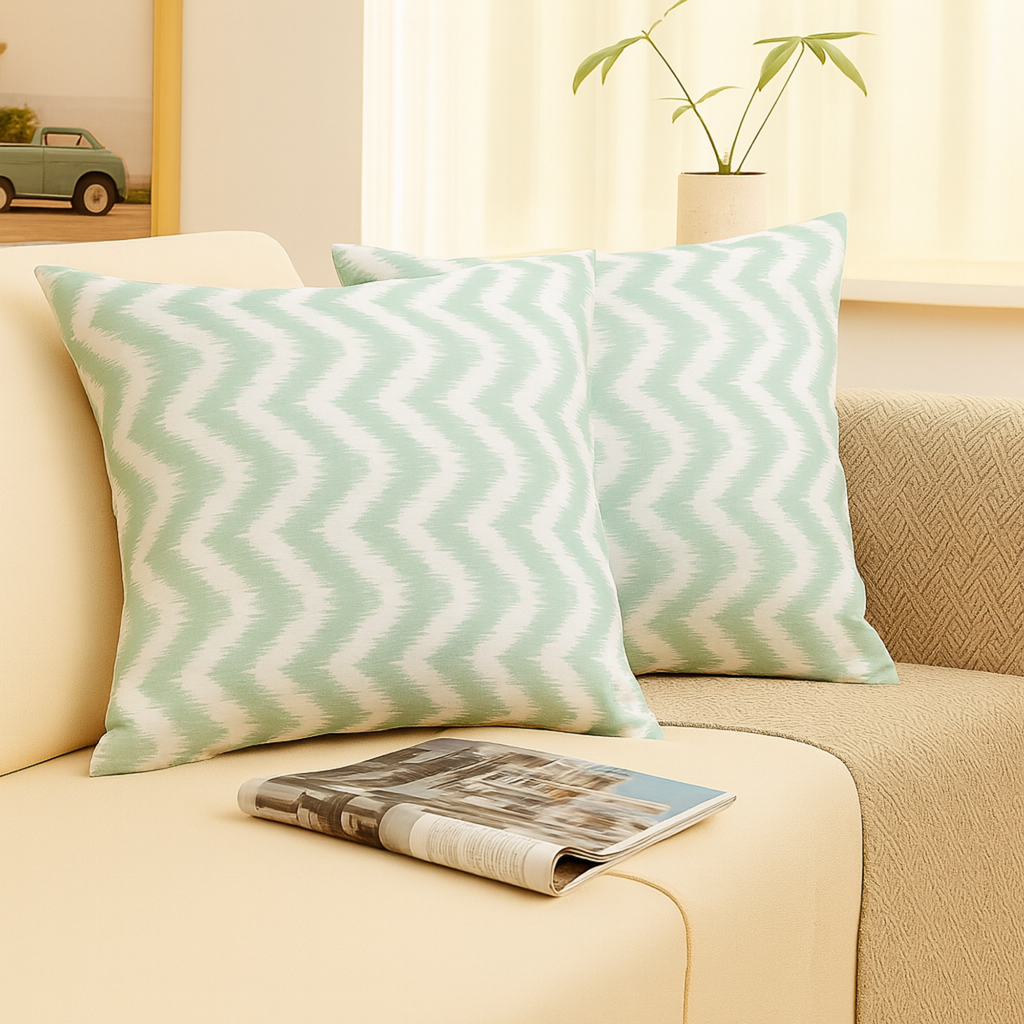 Pastel Mint Zigzag Cushion Covers